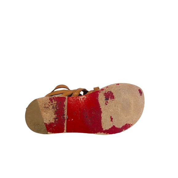 CHRISTIAN LOUBOUTIN Brown Nuria Leather Gladiator Sandals Espadrilles Flats 35 - Picture 5 of 6